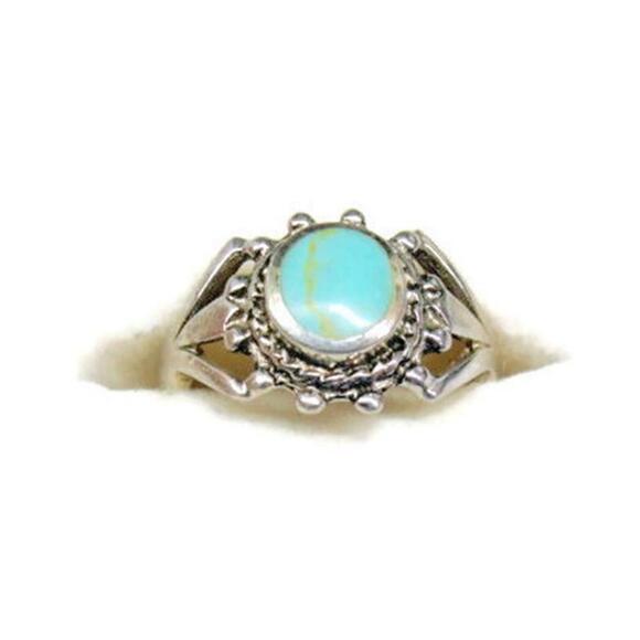 Jewelry - sz 6 3/4 Simulated Turquoise Women Ring Sterling Silver 925 Patina